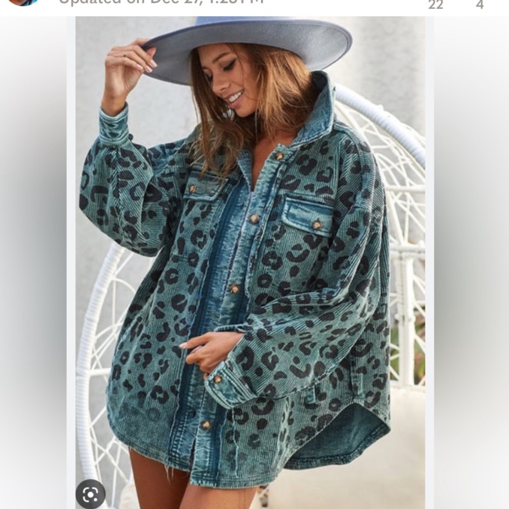 Bibi brand Cheeta print jacket. Worn once. Size large. 100% cotton.
